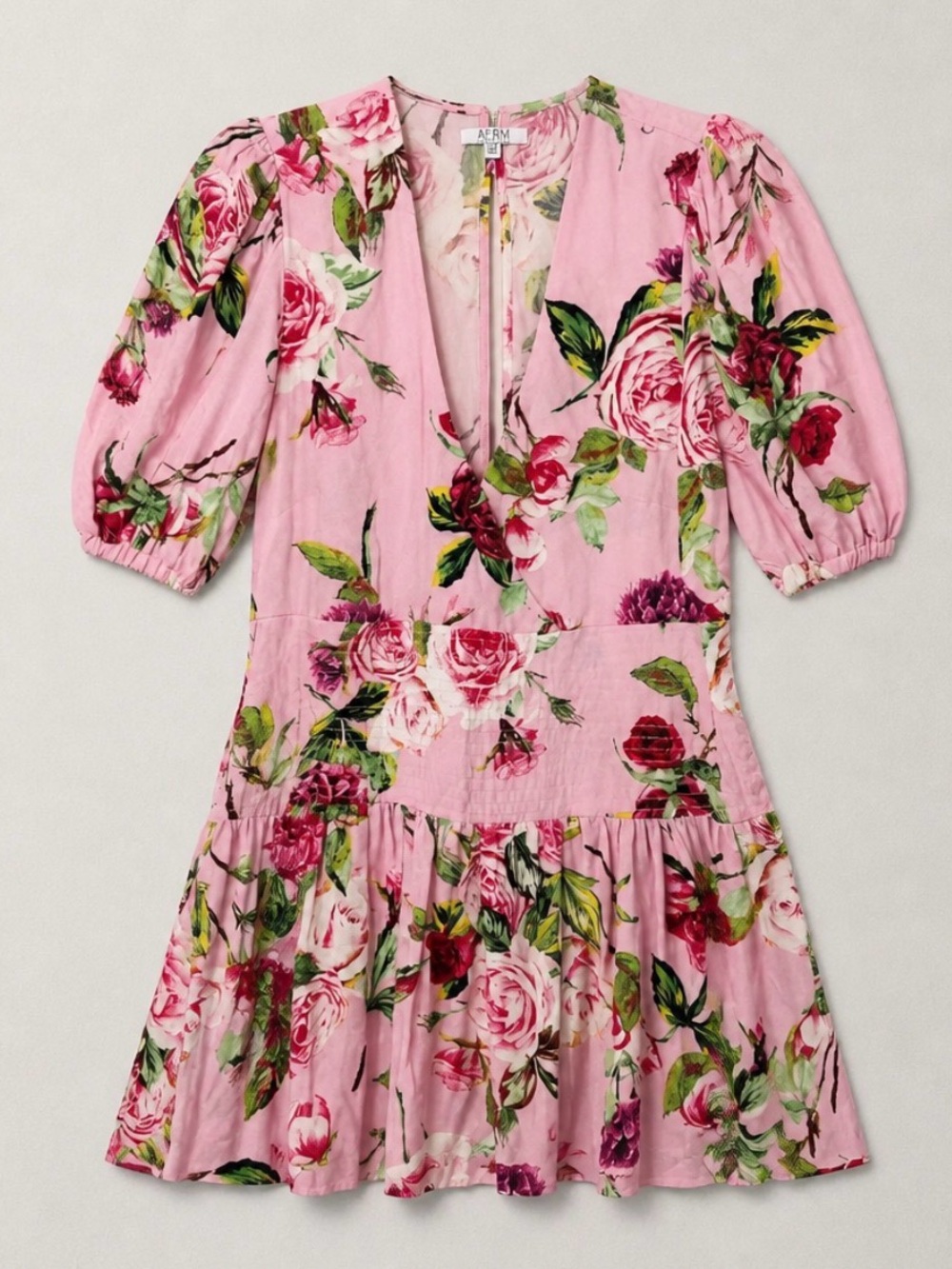 AFRM Joanna Smocked Waist V-Neck Dress